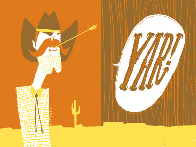 Yar! cowboy hand drawn illustration lettering western