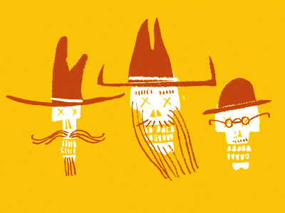 Outlaws cowboys drawing illustration skulls western