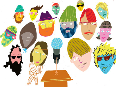 Speech color editorial faces illustration