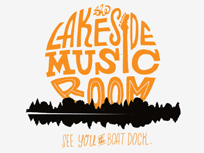 Lakeside Music Room drawn hand lettering music