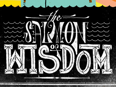 Salmon of Wisdom book cover drawn hand killustration lettering