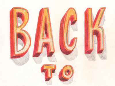BACK TO WORK dimentional drawn lettering type