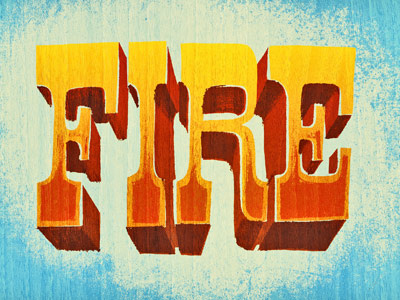 Fire color drawn fire lettering texture type western