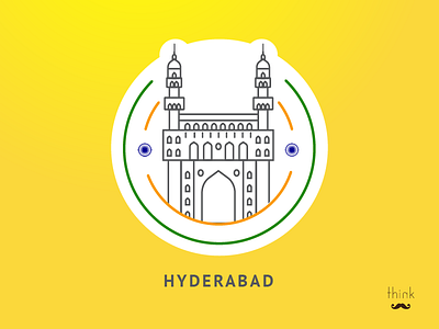 Hyderabad badge charminar city design hyderabad icon illustration logo minimal