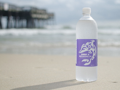 Surf & Adventure Dolphin Label beach branding label design package design surf water bottle