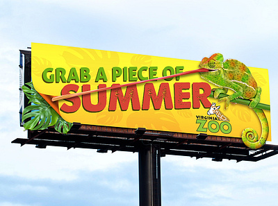 Grab A Piece Of Summer billboard design chameleon ooh virginia zoo