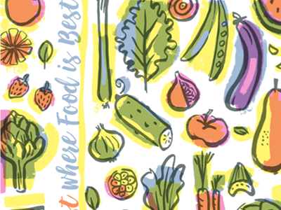 Harvest Tea Towel & Gardening Journal Cover food fruit harvest journal kitchen spoonflower veggies