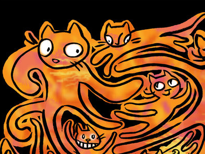Halloween Cats cats halloween illustration line art organic spooky