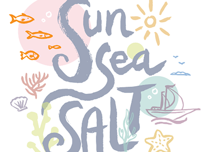 Soft pastel sea collection lettering line art marine patterns sea summer sun