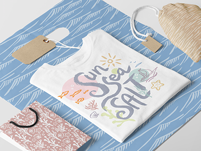 Mockup illustration lettering line art pattern sea