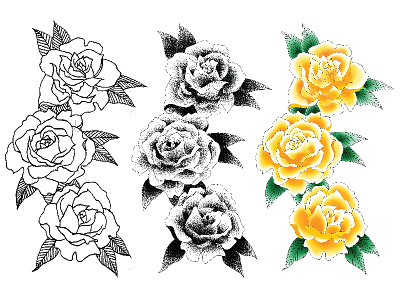 Rose drawing gradient illustration illustrator outline photoshop rose stipple shading
