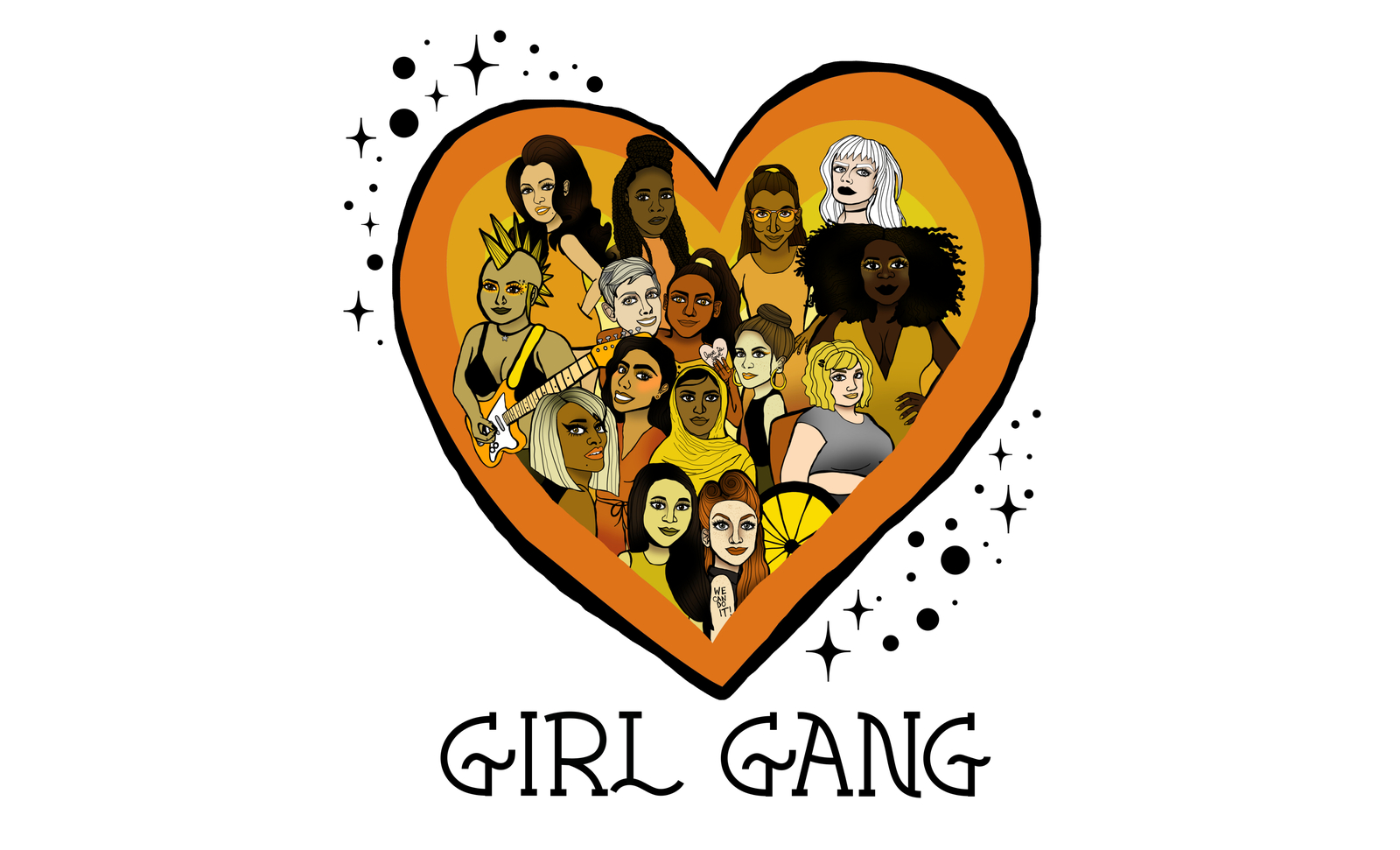 Girl gang brush lettering Royalty Free Vector Image