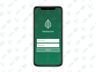 Green Herbarium sign up adobe adobexd ui ux