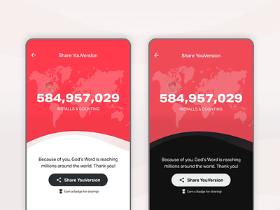 Share YouVersion Screen animation bible counter design mobile ticker ui youversion
