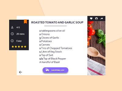 Recipe UI daily ui challenge design ui ux