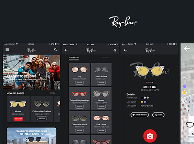 Rayban App UI/UX Design Idea app branding design ui ux