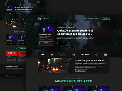 Alts.Zone - Minecraft & Hypixel Alts account store commercial design hosting illustration minecraft store store ui website