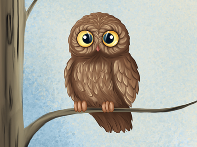 Owl illustration animals brown colors cute art drawing illustration owl painter