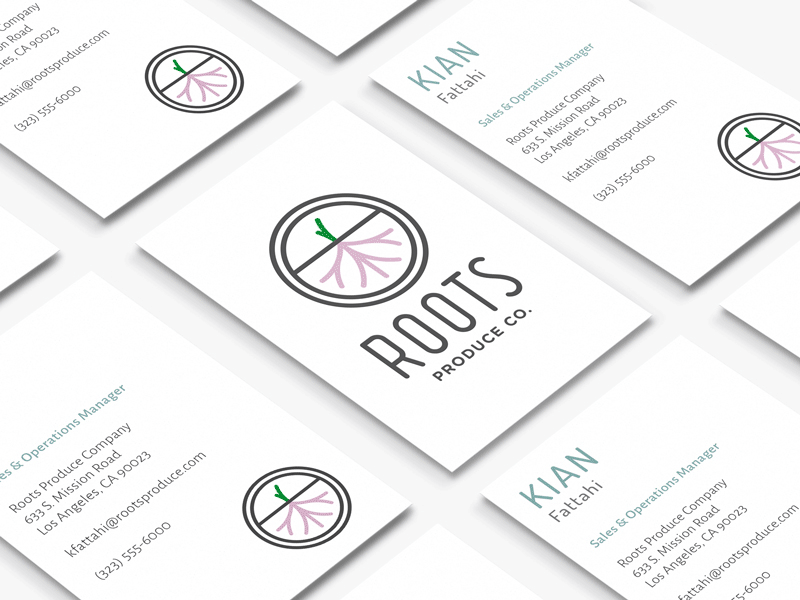 Logo + Visual Identity for Roots Produce Co. brand branding food garlic ginger minimal plant produce root spice vegetable
