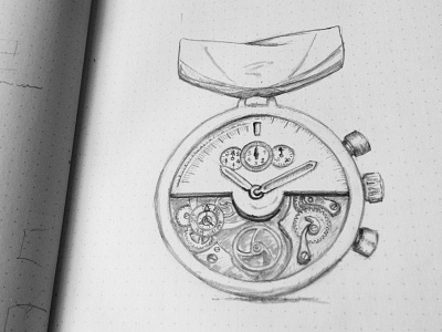 Watchmaking Master badge idea illustration mechanical mechanism medal rough sketch watch