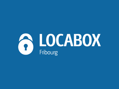 Locabox Fribourg Identity logo lock padlock blue identity vector security