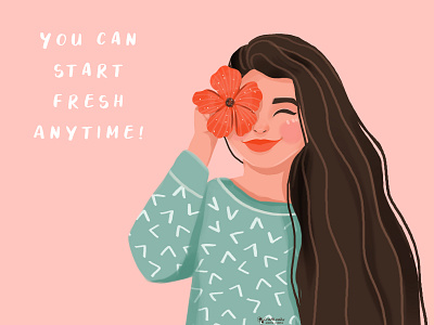 Start Fresh art beautiful characterdesign creative daily drawing design digital art digital illustration digital painting girl illustration good vibes happiness illustration illustration art motivation portrait illustration portraits quote sketch women in illustration