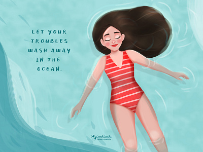 Feeling the Ocean art artprint beautiful characterdesign creative daily drawing digital art digital illustration girl illustration good vibes happiness relax soothing wallart water