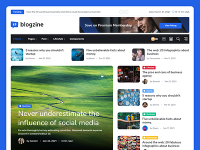 Blogzine - Magazine Layout Concept blog theme bootstrap bootstrap marketplace bootstrap theme html template magazine webestica