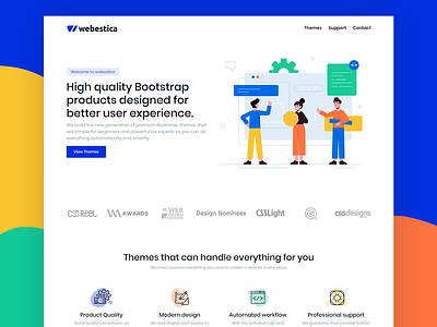 Webestica Home Page Concept blue and white bootstrap bootstrap 4 bootstrap marketplace bootstrap theme branding colorful html template illustration landing page concept landing page design theme vector webestica