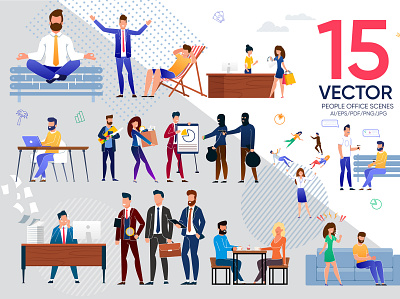 People Office Vector Scenes business coffee cooperation corporate diversity job leadership manager meeting office people shopping suit talking team teamwork work working