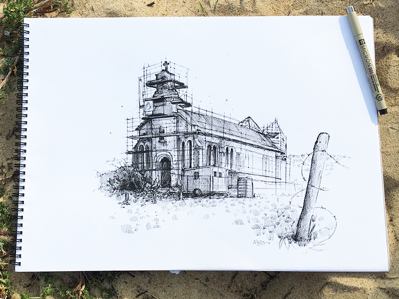 Pencil Drawing of Church | Pencil Sketch Portraits