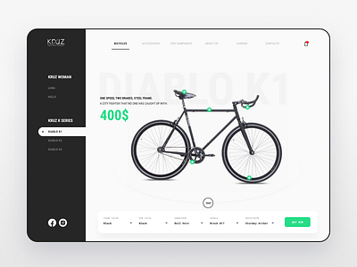 Bike customiser for Kruzbike art direction bike product design typography ui visual design