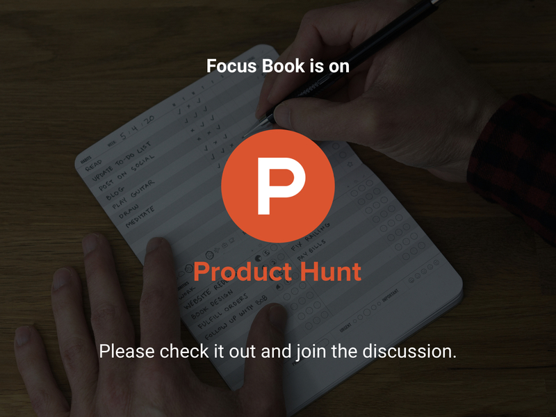 Focus Book on Product Hunt book design notebook print product hunt tasks to do ui ux ux kits