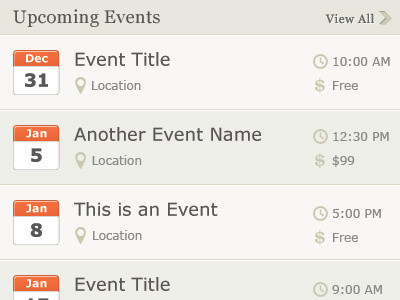 Events Listing