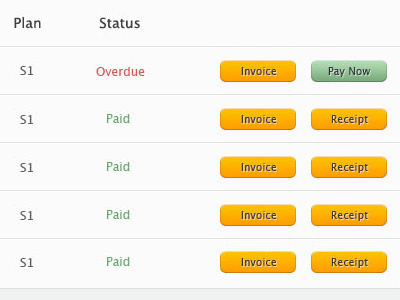 EngineHosting Invoices and Receipts button enginehosting expressionengine green list orange