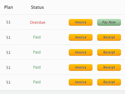 EngineHosting Invoices and Receipts button enginehosting expressionengine green list orange