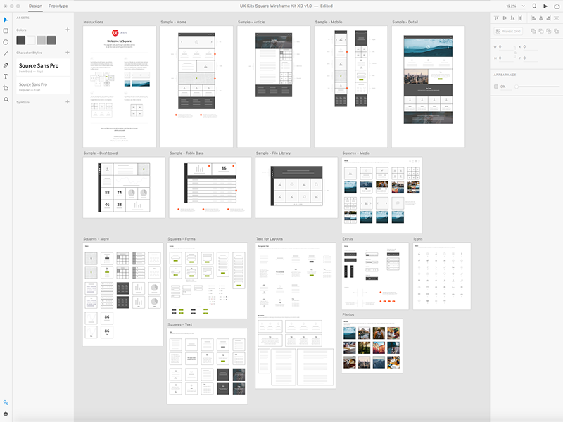 Square for OmniGraffle and XD kit xd omnigraffle ui design ux kits layout website ux wireframe wireframes