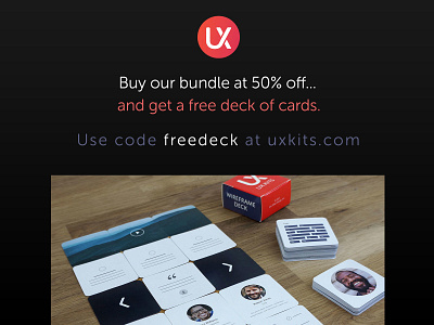 50% off plus a free deck of cards cards discount flowchart kit sale ui ux ux design ux kits wireframe wireframes