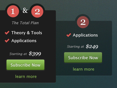 Pick a Plan buttons green signup