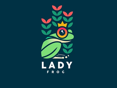 LADY FROG diseño de logo diseño plano icono ilustración ilustrador logo logo logodesign design logodesign design brand logotipo marca tipografía vector