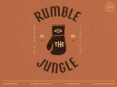 Rumble in the jungle badge boxing boxing gloves design gloves gym handlettering illustration lettering logo typography vector