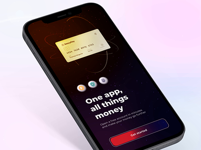 Bank Mobile App-Get Started Page Animation animation bank app bank mobile app banking credit card debit card design ecommerce app graphic design investing landing page mobile app animation mobile app ui money transfer app motion motion design revolut ui user experience wise transfer