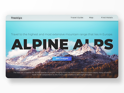 Alpine Alps Landing Page Redesign design graphic design landing page mountains redesign travel ui ux web design