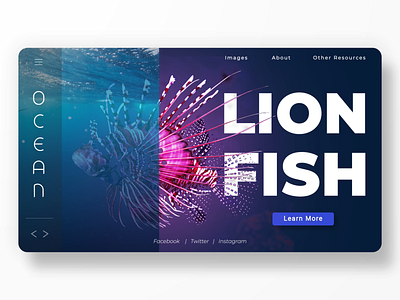 Ocean Landing Page Redesign design graphic design landing page lion fish oceans redesign ui ux web design