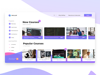 SkillUp Website Landing Page UI Design adobe xd design gradients graphic design landing page online courses redesign ui user experience ux web design white