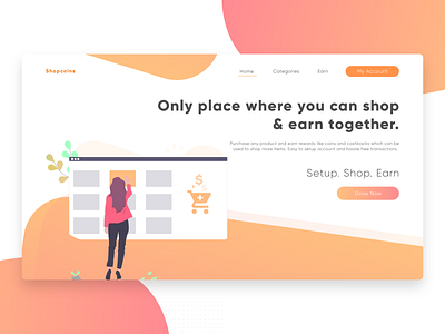 Shopcoins Landing Page Design adobe xd design graphic design illustration landing page redesign ui user experience user interface ux web design