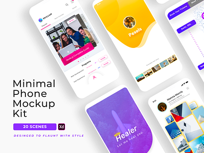 Minimal Phone Mockup Kit🎁 adobe xd mockup design iphone mockup mockup phone samsung ui design ux design