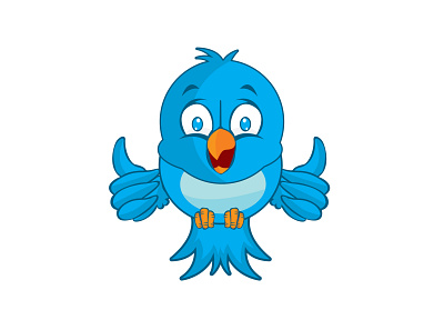 HAPPY BLUEBIRD flat logo logodesign mascot character vector