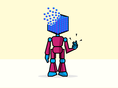 Robotic Cube Character Thanos Snap cartoon characterdesign flat icon illustration logo logodesign mascot character vector