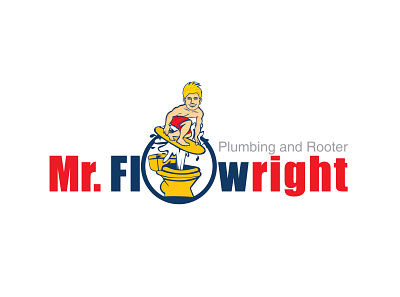 Mr Flow Right Rooter Plumbing branding character logo illustration logo logodesign vector